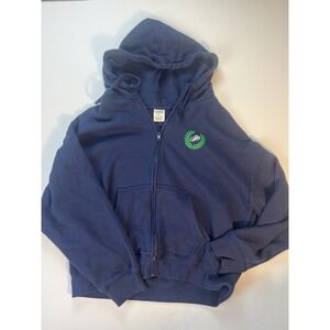 Victoria's Secret Pink Everyday Large Fleece Relaxed Full Zip Blue Hoodie